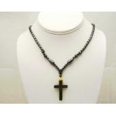 Hematite Cross Pendant Beads Stone Chain Choker Fashion Women Necklace